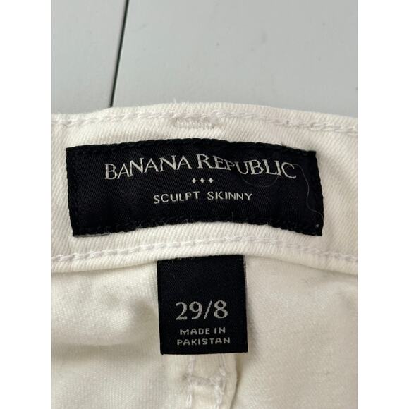 Banana Republic Sculpt Skinny High Rise White Jeans Casual Stretch Workwear 8 - Picture 3 of 8